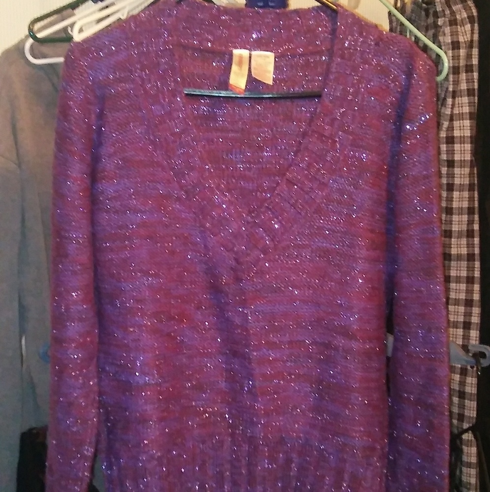 Very pretty purple shimmery v neck sweater